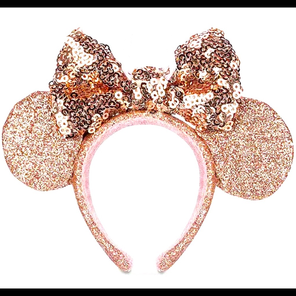 Disney Parks Rose Gold Sequin Ears Ornament New